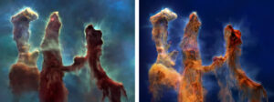 Pilastri della Creazione parallelismo fra vista Hubble e vista Webb