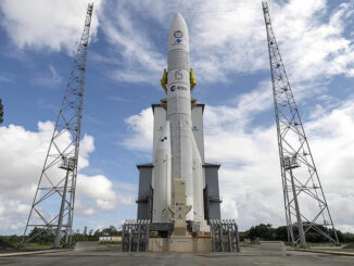 Razzo europeo Ariane 6 sulla rampa di lancia ESA, nella Guyana francese