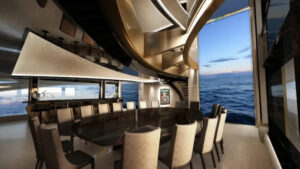 Sala con vetrata vista sul mare Yacht Kismet di Lürssen 