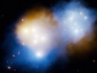Immagine artistica di una collisione fra ammassi di galassie