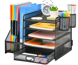 Organizer da scrivania in metallo nero