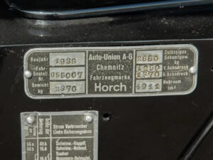 Numeri di produzione chassis Horch 855 Special Roadster 1939