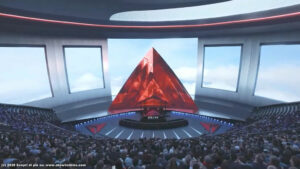 Delta logo su palco Sphere durante keynote al CES 2025