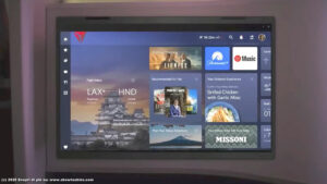 Menu per servizi, fra cui l’italiana Missoni, su schermo sedili passeggeri Delta Air Lines